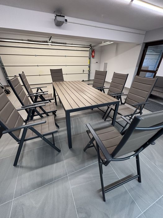 Stół ogrodowy aluminiowy Ibiza 180 cm Grey / Taupe+ 8 krzeseł