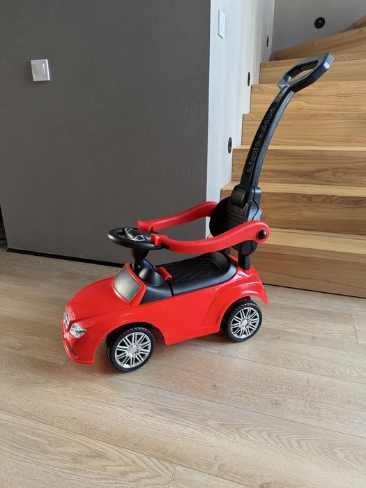 Машинка каталка-толокар з батьківською ручкою Червона