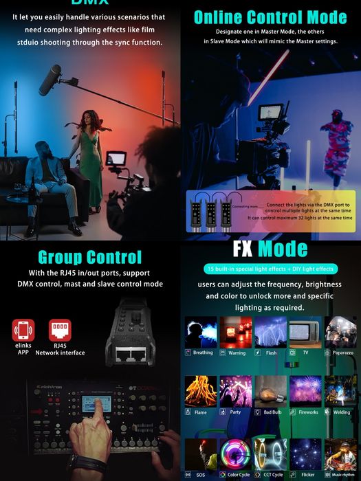 Bastão de Led tubular Luxceo P120S 113cm RGB 30W APP DMX SELADO