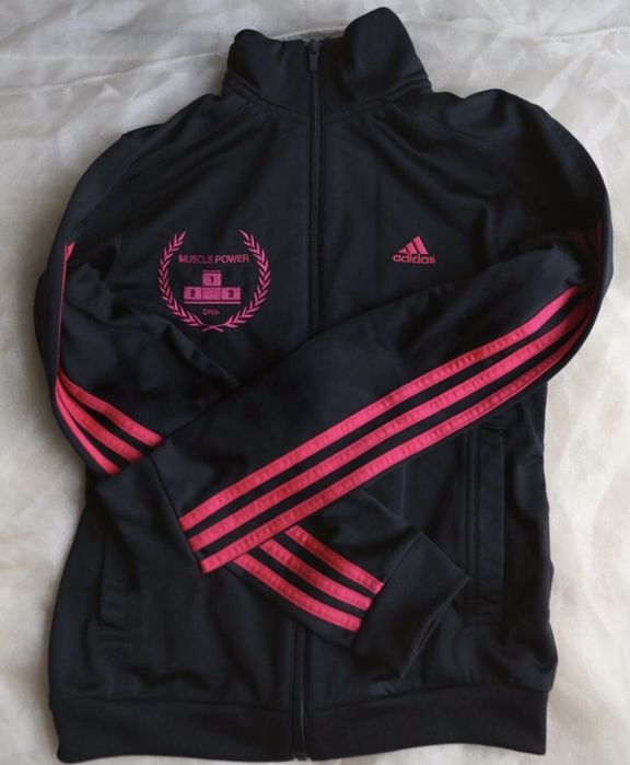 Bluza damska adidas rozm S jak nowa czarna różowe wstawki