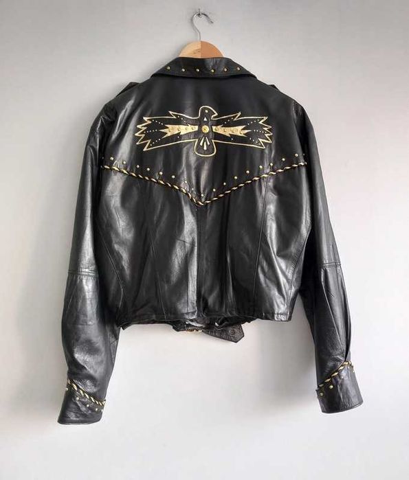 Skórzana czarna kurtka ramoneska skóra vintage