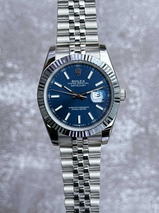 Швейцарские часы Rolex Datejust Silver-Blue. Топ качество