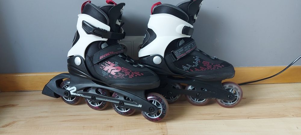 Zestaw Rolki damskie r 38  firmy K2 kinetic ABEC 5 kask ochraniacze to