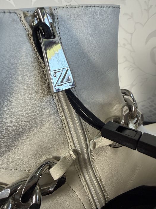 Botki Zara śmietankowe skóra