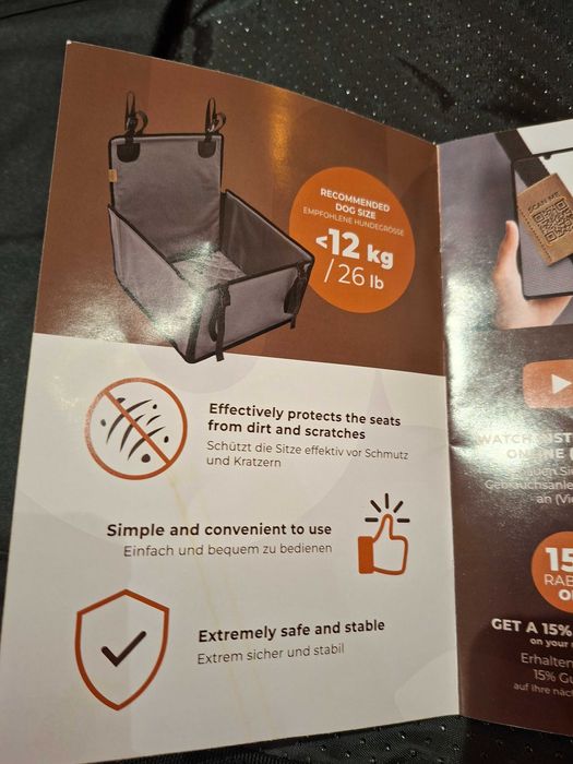 Wuglo super wytrzymały fotelik samochodowy dla psa wodoodporny do12 kg