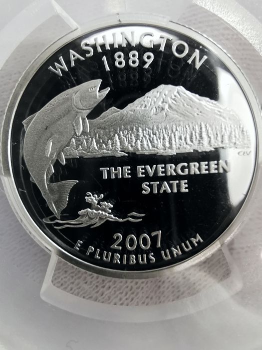 США 25 центів 2007р. "WASHINGTON". СРІБЛО. СЛАБ.