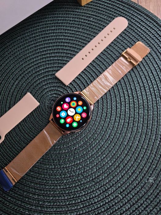 Złoty Smartwatch Damski LIGE 5 Połączenia Bluetooth • 2 paski • NOWY