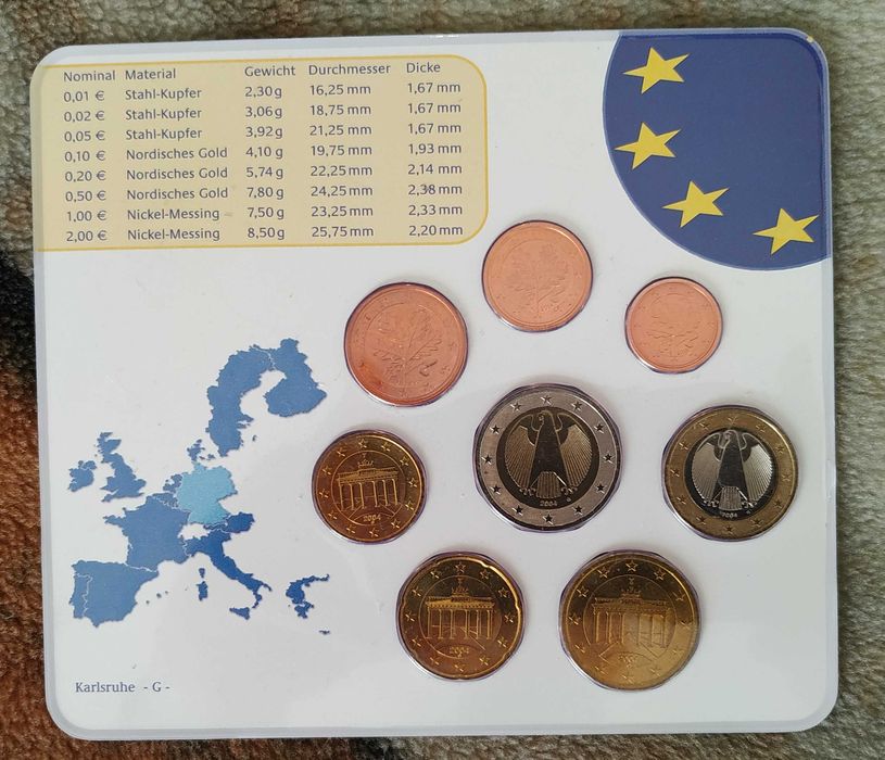 Alemanha - série de moedas de euro de 2004 letra G