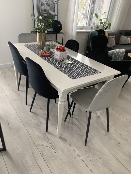 6 szt welurowych krzesel