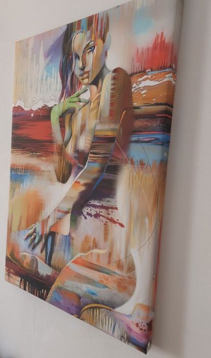 Moldura mulher abstrata Quadro impressão pintura tela tecido  45x65 cm