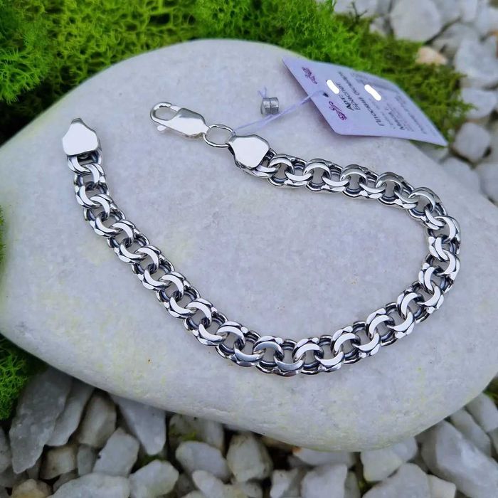 Серебряный браслет Бисмарк. Красивый мужской браслет