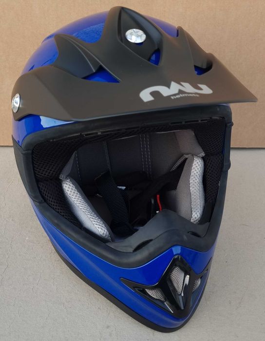 Capacete Cross Nau XT45 Azul-Preto Mate tamanho S