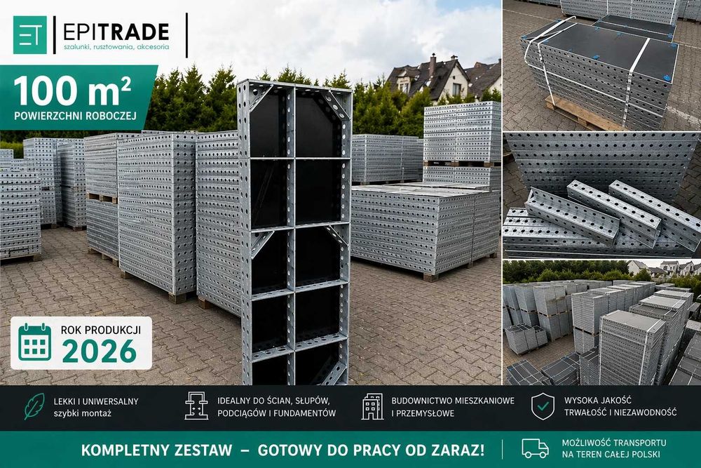 Szalunek ścienny 100 m2 typ tekko, szalunki lekkie nie używane