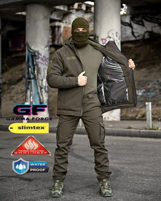 Костюм ЗИМНИЙ тактический СофтШелл Хаки Олива GAMMA Omni-Heat! Костюм Зимовий Тактичний Хакі ОЛИВА SoftShell + Підкладка OMNI-HEAT! Розміри S-3XL!