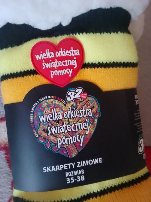 Nowe Skarpety zimowe WOŚP rozmiar 35-38