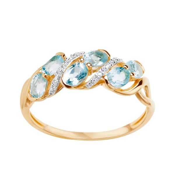 Pierścionek z dwukolorowego złota z diamentami i topazami 18462BT