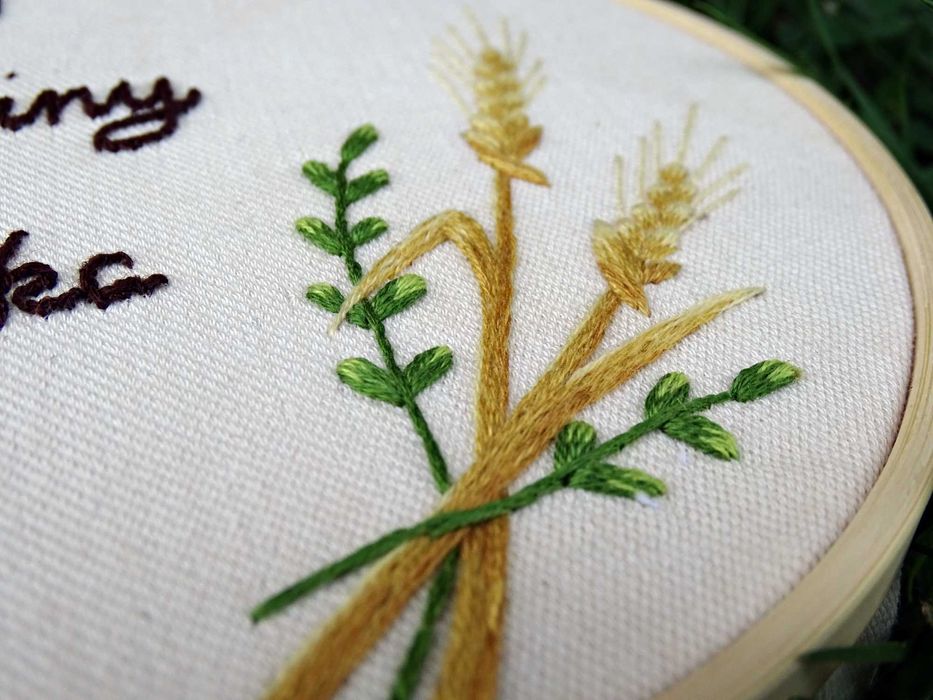 Haft ręczny zboża. Pamiątka Komunii, Prymicji, Bierzmowania. Prezent