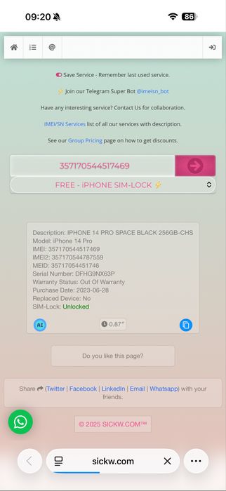 iPhone 14 Pro 256GB Black Neverlock