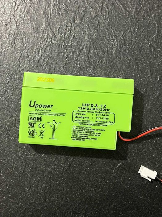 Akumulator U-Power AGM 12 V 0,8 Ah hermetyczny i bezobsługowy