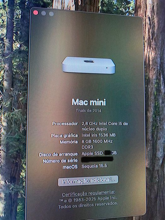 Mac Mini Intel Core i5 2.8 gHz , 8GB RAM, Iris 1536mb, SSD NVMe 256GB + 1TB ,macOS Sequoia
