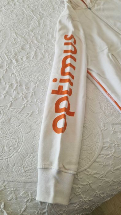 Sweatshirt Optimus branca, capucho e fecho de correr, tamanho S