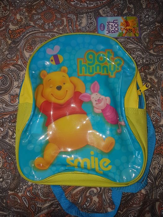 Plecak+drewniany obrazek Kubuś Puchatek