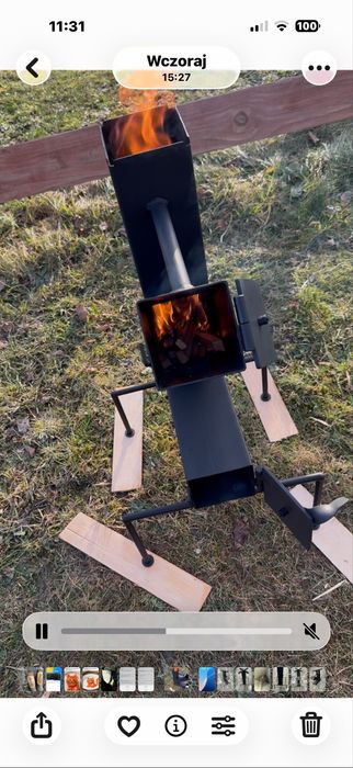 Piec rakietowy na biwak na ryby