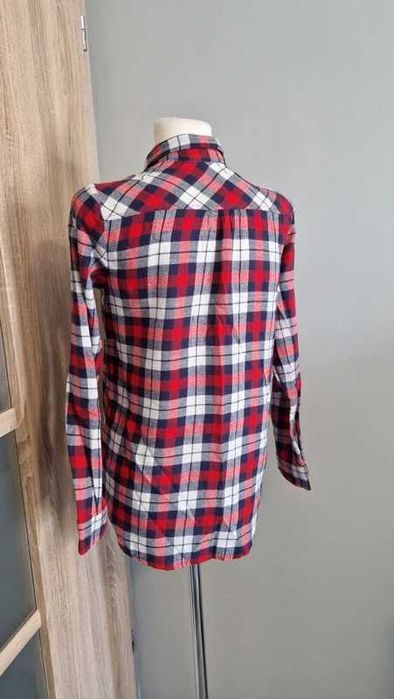 Czerwona koszula w kratę damska H&M XS/34 bawełna