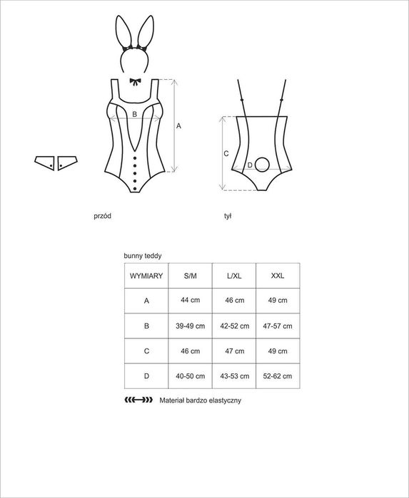 4-częściowy kostium króliczek rozm.S/M