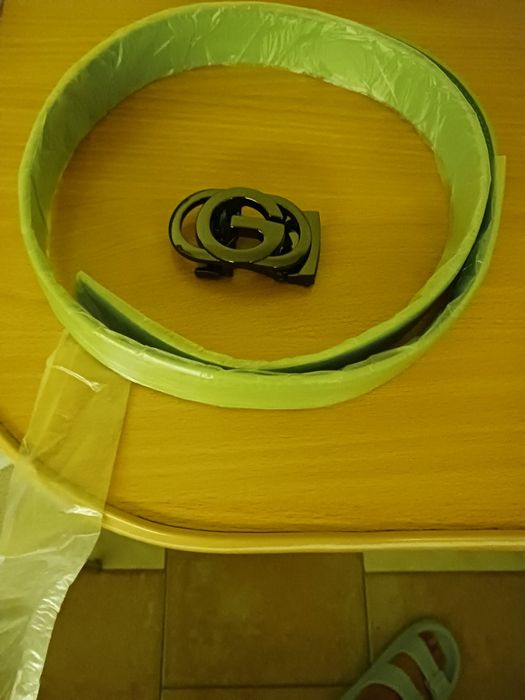 Żielony pasek z klamrom dł 110 męski
