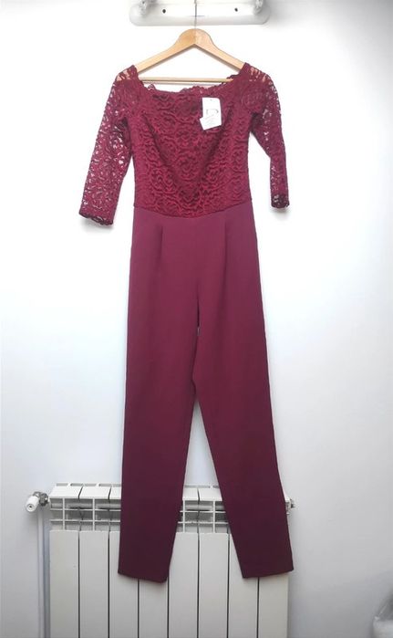 Kombinezon długi z koronkową górą | Ryłko rozmiar XS |