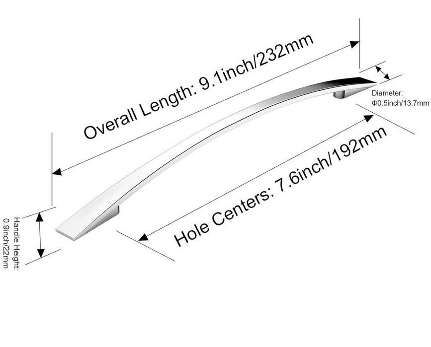 Zestaw 10 szt. Uchwyty Chrom 192mm do szafek Dekoracja 10 szt w komple