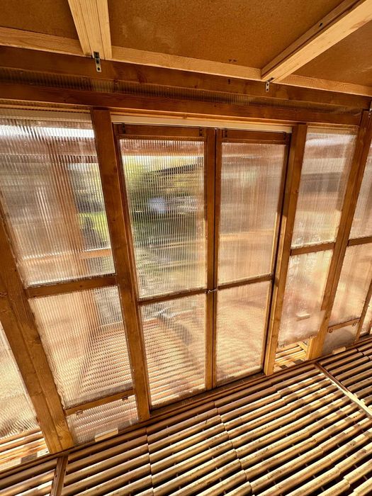 Gołębnik 7m x 2m Woliera 1m x 6m Wyposażenie delux