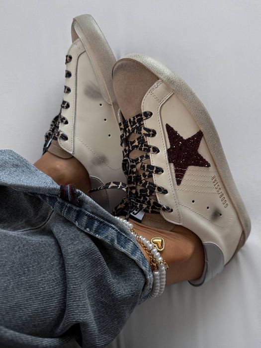 36-40 р кросівки Golden Goose Super-Star Burgundy Glitter Star