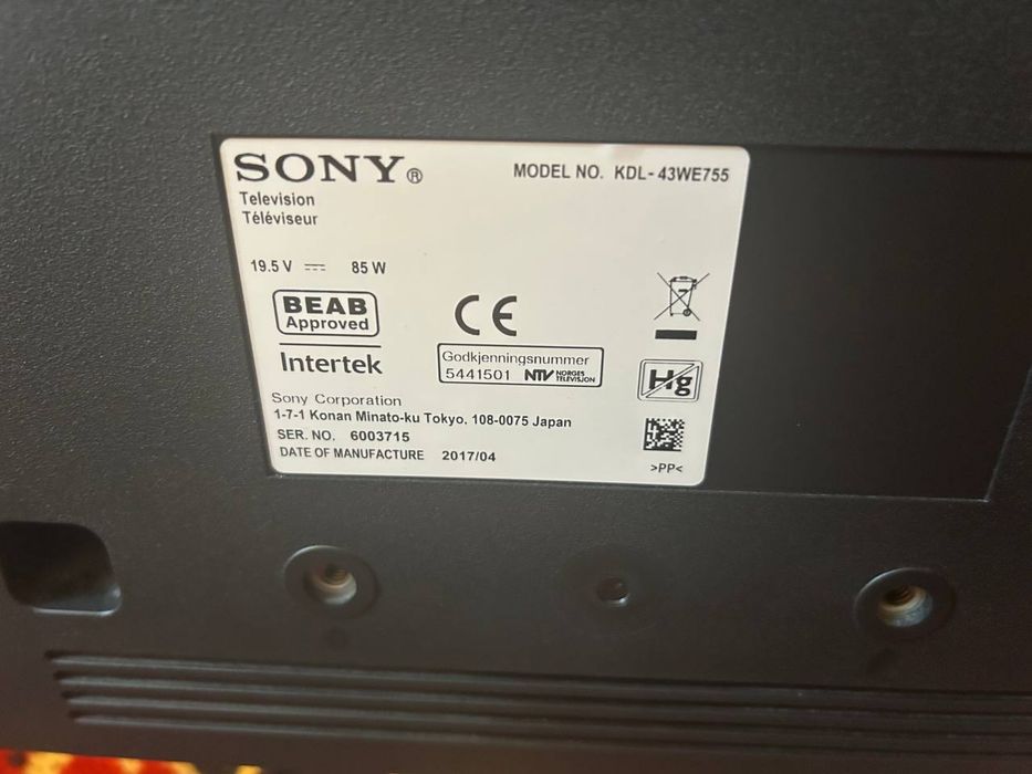 Телевізор Sony 43”, 4K, WiFi, SmartTV, T2