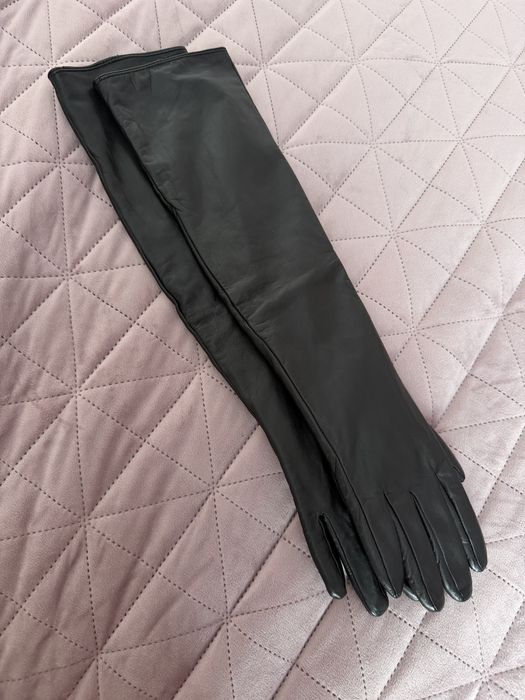 Шкіряні рукавички перчатки високі