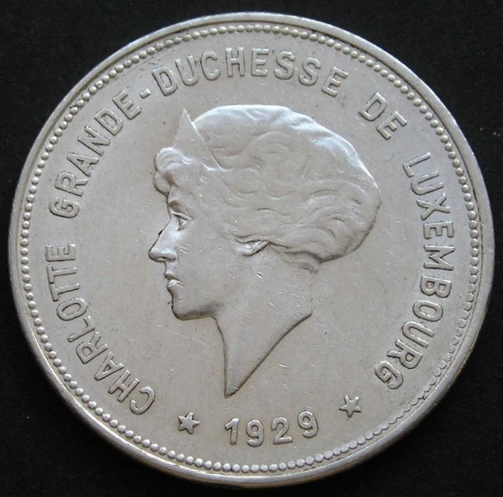 Luksemburg 5 franków 1929 - ks. Charlotte - srebro   .