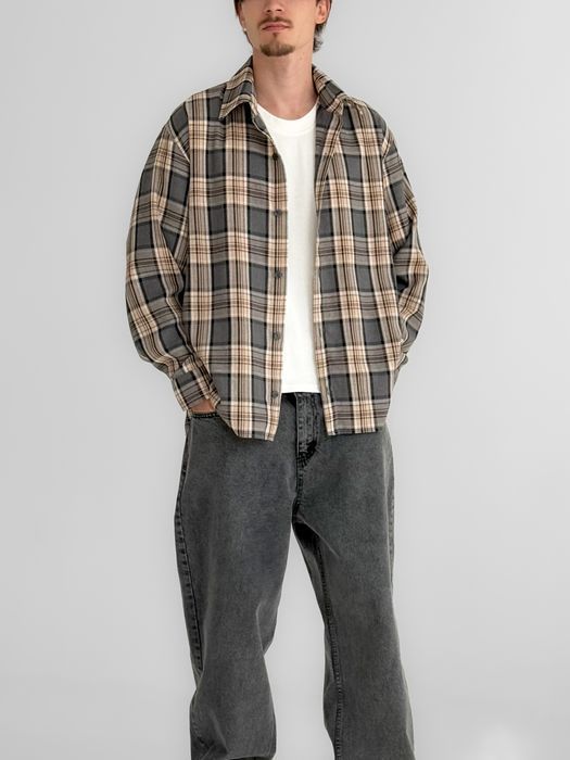 Сорочка чоловіча в клітинку з довгим рукавом Рубашка мужская клетка XL