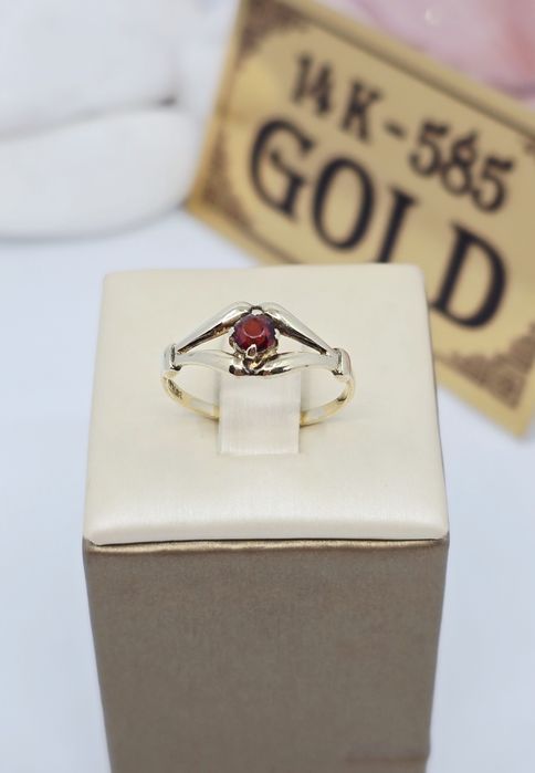 Złoty pierścionek z oczkiem próba 585 14k Używane