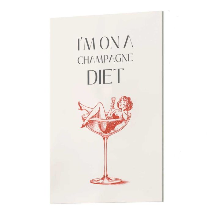 Plakat do kuchni Champagne diet A2| nowoczesna dekoracja| styl glamour