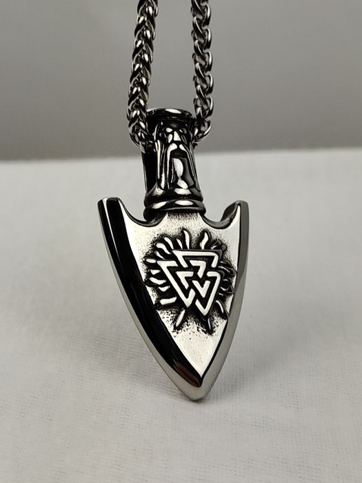 NOWY Naszyjnik wisiorek męski stalowy viking nordycki grot