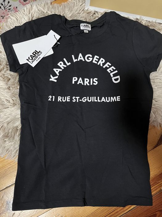 Karl Lagerfeld t-shirt koszulka czarna napisem r XS przyjemny materiał