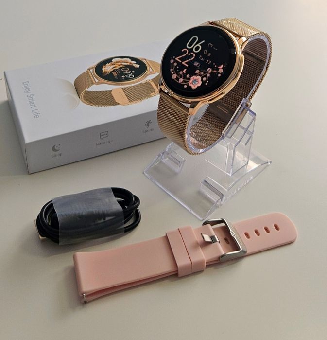 Smartwatch damski złoty bransoleta pasek