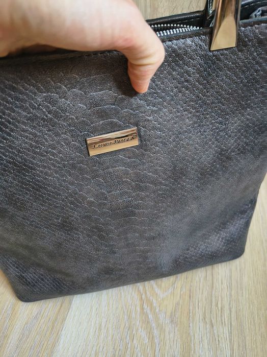 Torba wężowy print Laura Biaggi w rękę pojemna elegancka A4