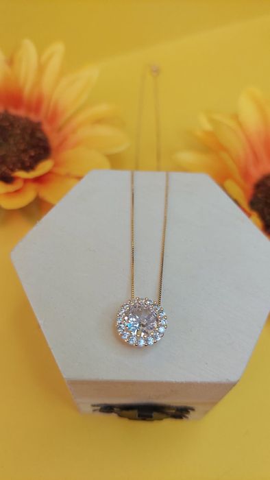 Colar ponto de luz em zirconia folheado a ouro 18 k, semijoia de quali
