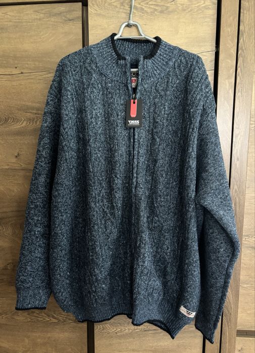 Nowy kardigan męski D555 Eccles 4XL | Ciepły polar miś, Premium | Pasuje na 5XL