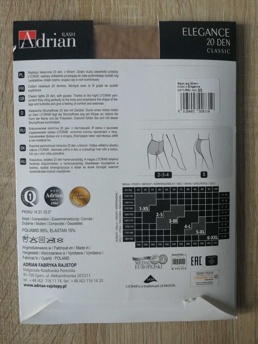Elegance rajstopy firmy Adrian, rozmiar 2, kolor sebia, 20 DEN