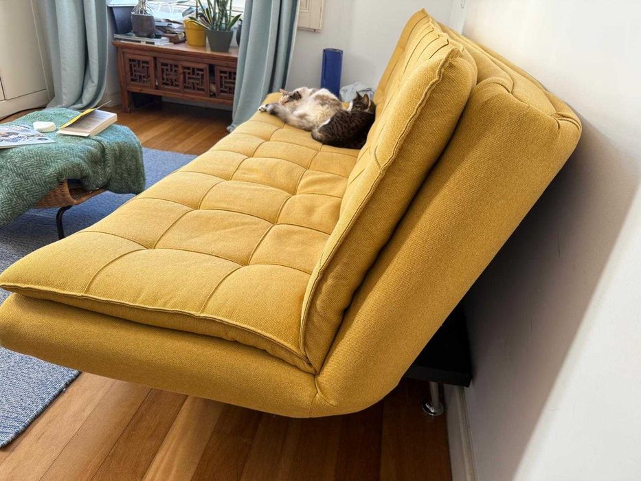 Sofá cama em tecido WILLEM amarelo Conforama