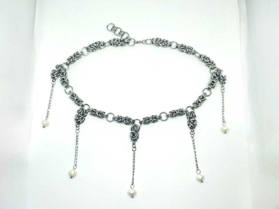 Choker perły naturalne słodkowodne elegancki minimalizm goth elegant