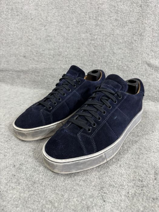 Santoni Navy Suede Low Top Sneakers Italy size 7 41 zamszowe sneakersy granatowe